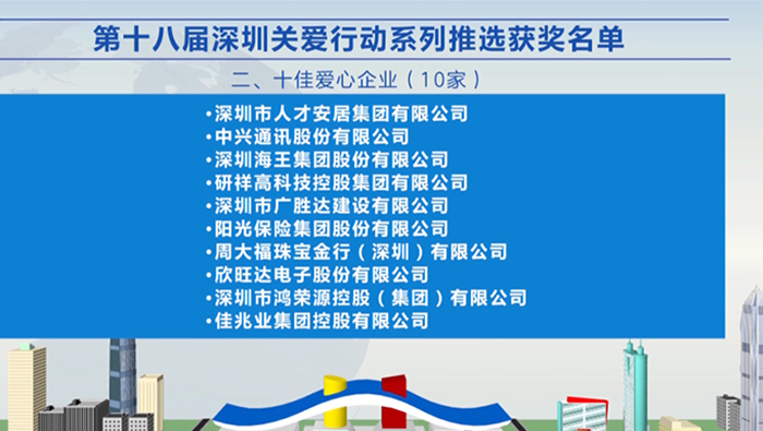 2021年，海王集团荣获深圳“十佳爱心企业”荣誉称号